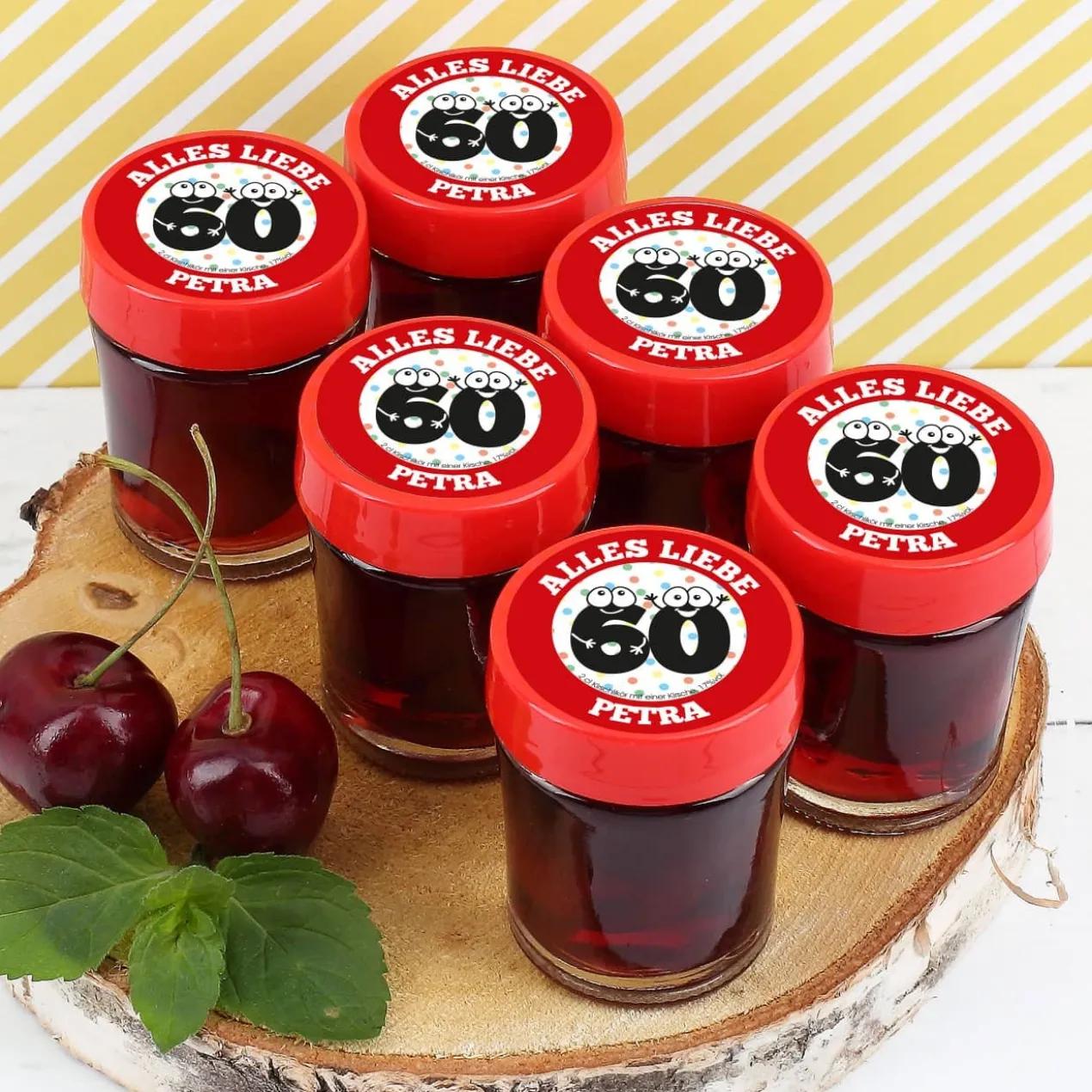 6er Set Schnaps zum 60. Geburtstag mit Name und Wunschtext