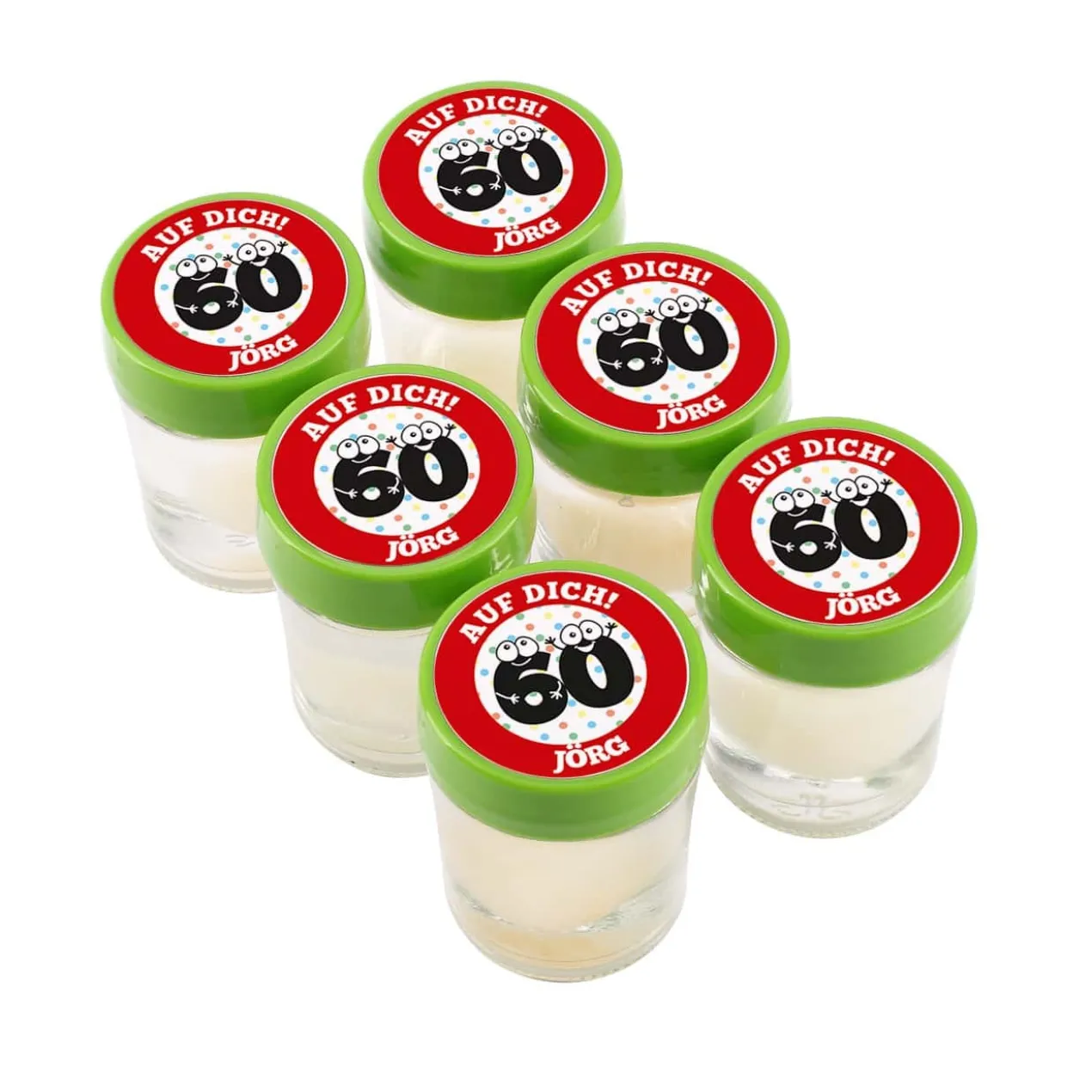 6er Set Schnaps zum 60. Geburtstag mit Name und Wunschtext