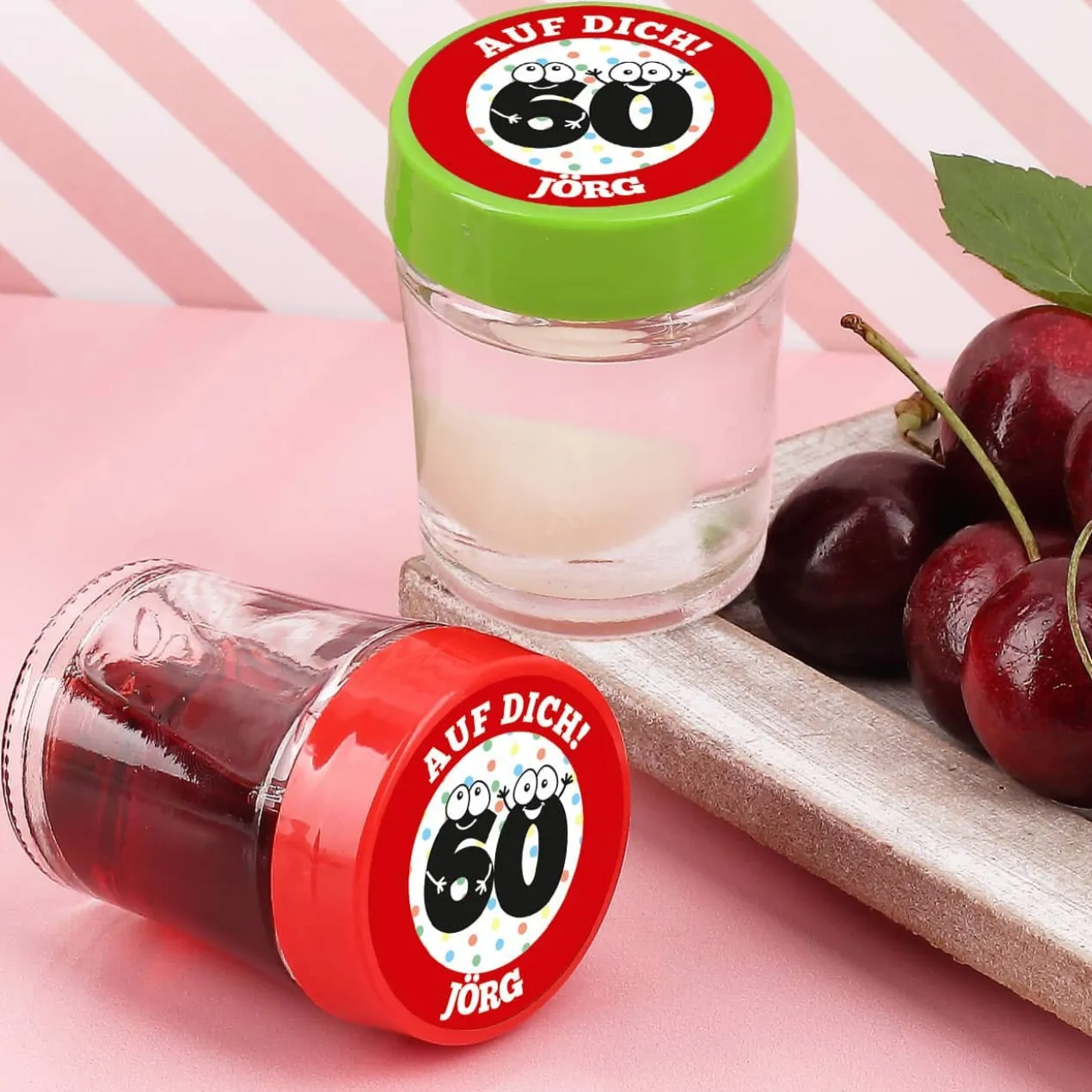 6er Set Schnaps zum 60. Geburtstag mit Name und Wunschtext