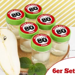 6er Set Schnäpse mit persönlichem Druck zum 80. Geburtstag