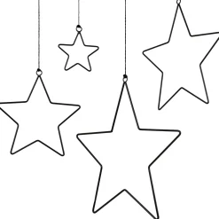 4er Set Schwarze Metallsterne zum Aufhängen | Weihnachtsdekoration