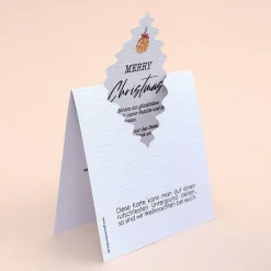 4er Set Weihnachtskarten mit geschmückter Tanne und Ihrem Foto