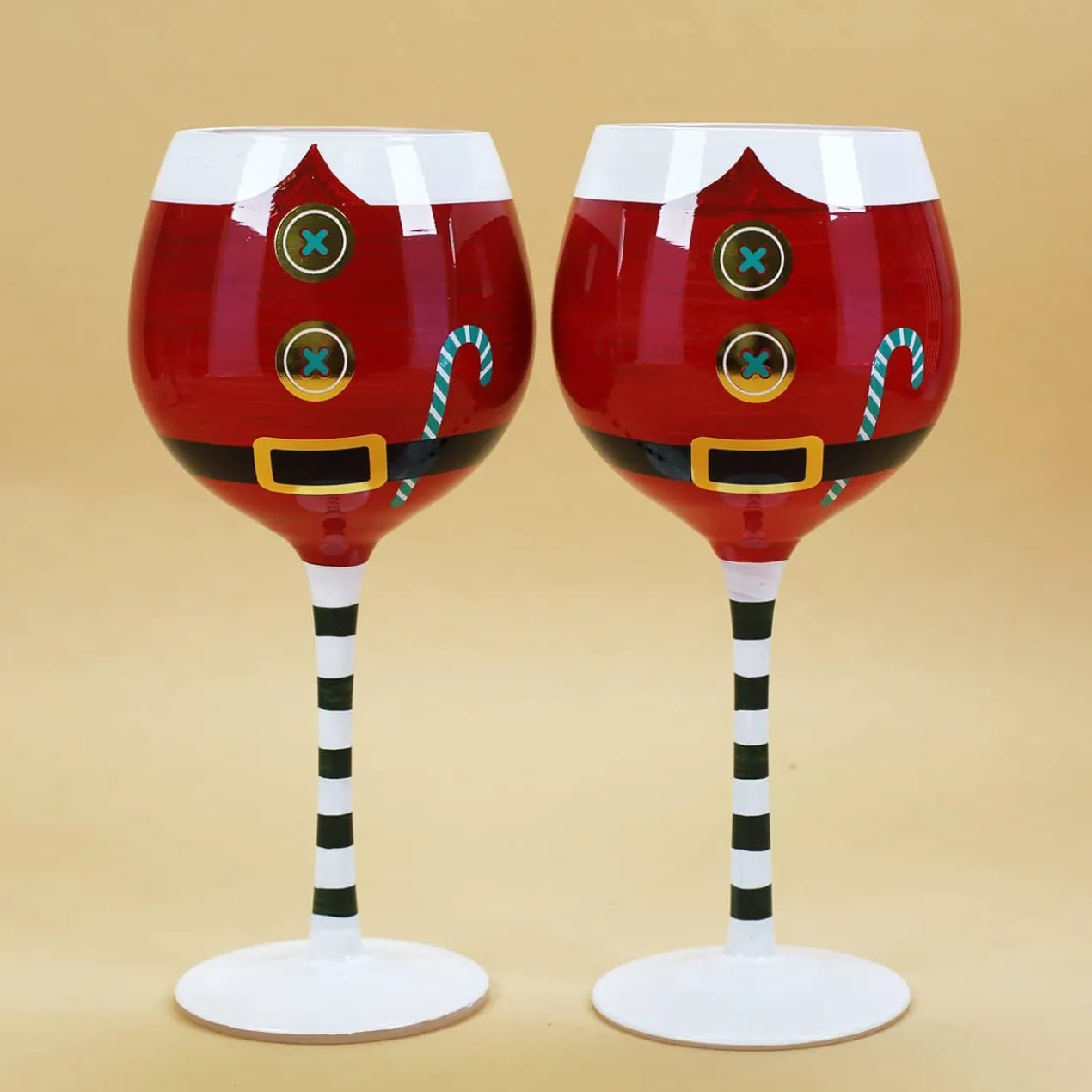 2er Set Weinglas Santa Kostüm