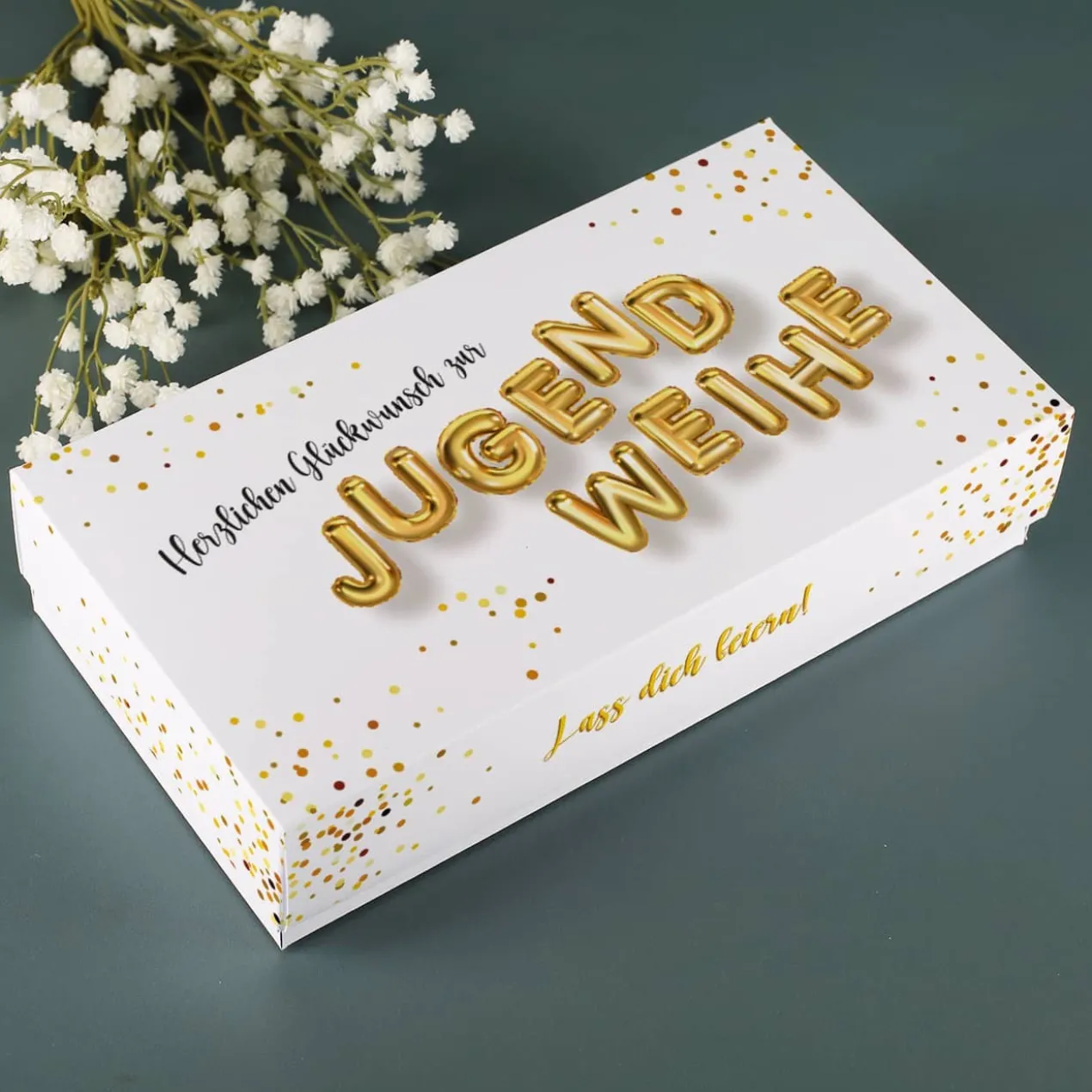 Erste Million - Geldgeschenk zur Jugendweihe, Explosionsbox mit Text