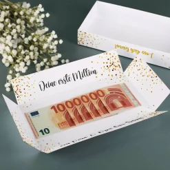 Erste Million - Geldgeschenk zur Jugendweihe, Explosionsbox mit Text
