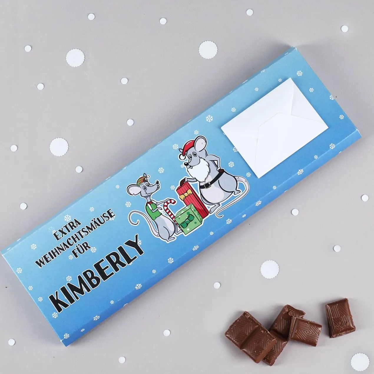 Extra Weihnachtsmäuse für - 300 g Vollmilchschokolade als Geldgeschenk zu Weihnachten