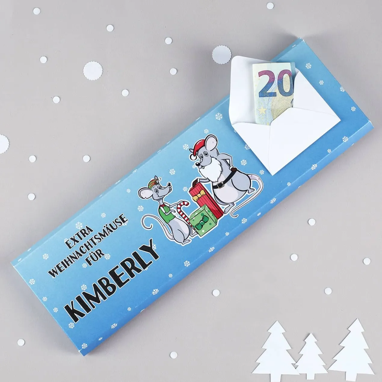 Extra Weihnachtsmäuse für - 300 g Vollmilchschokolade als Geldgeschenk zu Weihnachten