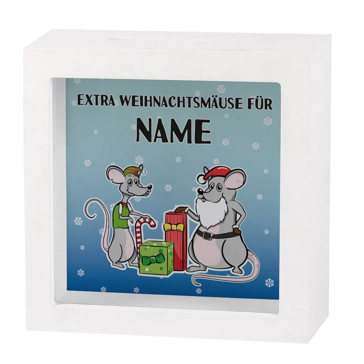 Extra Weihnachtsmäuse - Spardose für Geldgeschenke mit Ihrem Wunschnamen