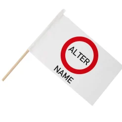 Fahne mit Verkehrszeichen, Alter und Name