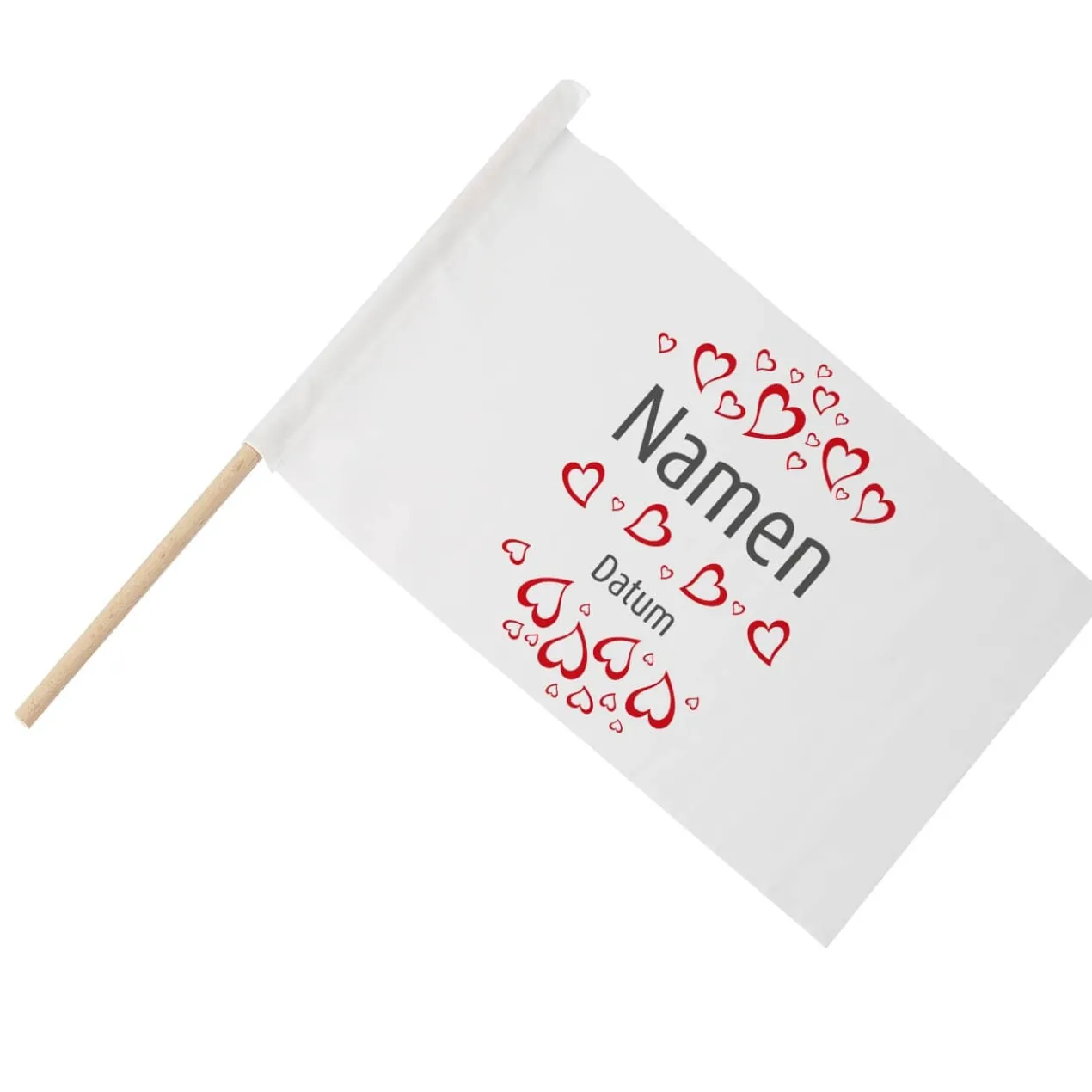 Fahne zur Hochzeit mit Namen und Datum