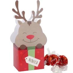 Faltschachteln zu Weihnachten mit 3 Lindor Kugeln und Ihrem Wunschnamen