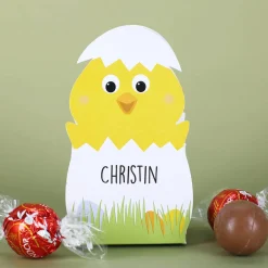 Faltschachtel zu Ostern mit 3 Lindorkugeln und Ihrem Wunschnamen