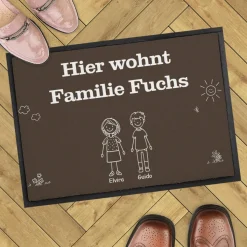 Familien-Fußmatte selbst gestalten mit Text, Personen & Haustieren - 2 Größen