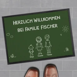 Familien-Fußmatte selbst gestalten mit Text, Personen & Haustieren - 2 Größen