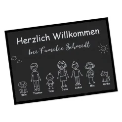 Familien-Fußmatte selbst gestalten mit Text, Personen & Haustieren - 2 Größen