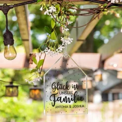 Familien Glück Deko Acryl Anhänger personalisiert mit Wunschtext | Geschenk für Familie
