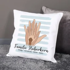 Familienkissen mit Handabdrücken