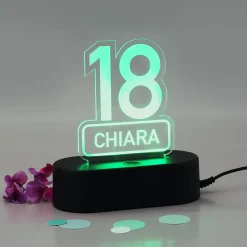 Farbwechsel LED-Lampe mit graviertem Namen zum 18. Geburtstag