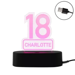 Farbwechsel LED-Lampe mit graviertem Namen zum 18. Geburtstag