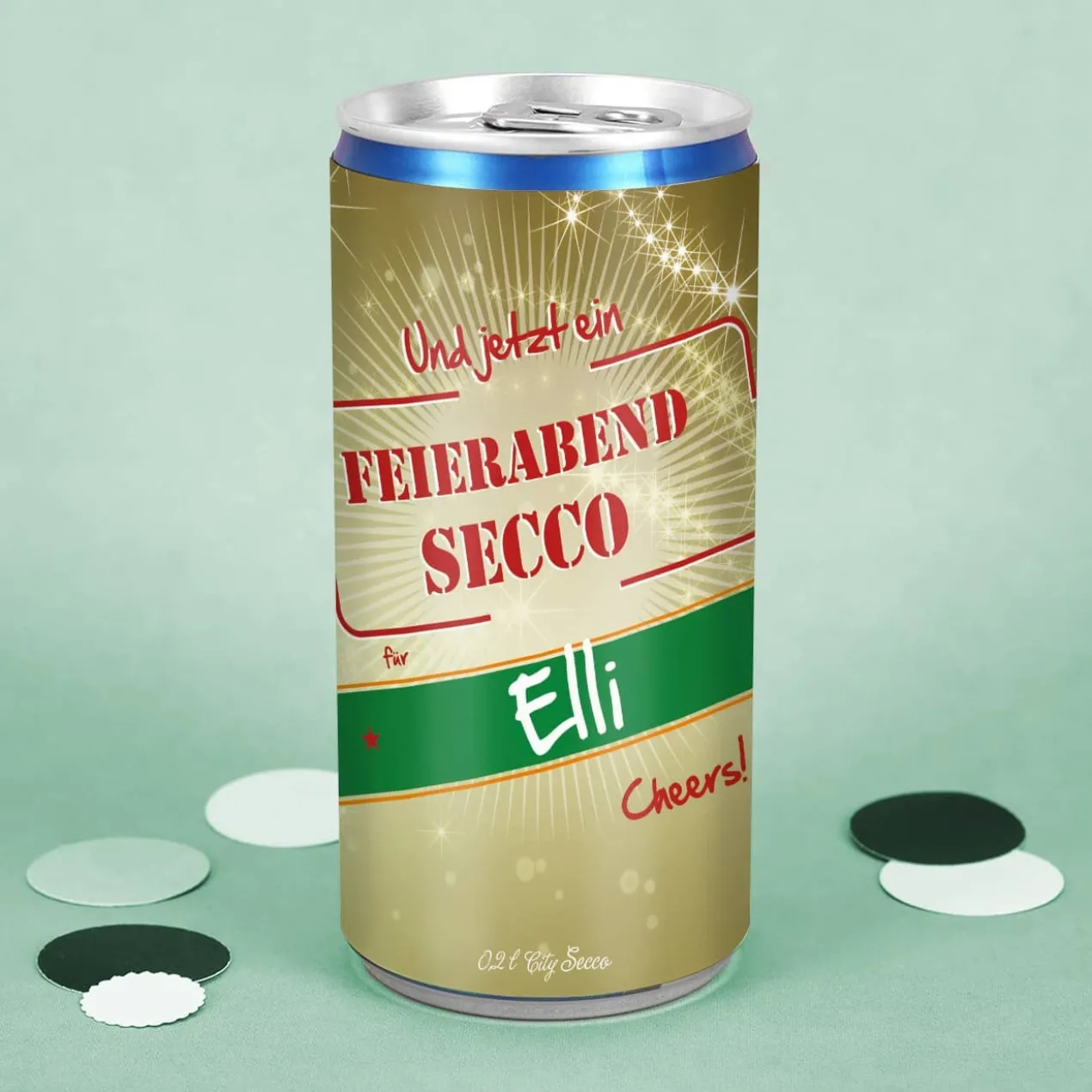 Feierabend City Secco in der Dose mit Wunschname