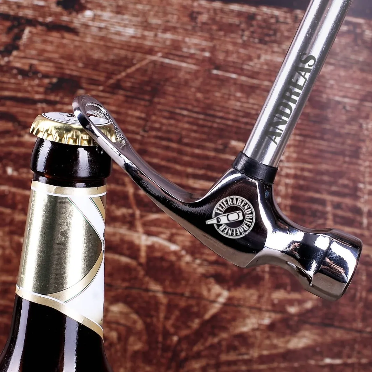 Feierabendhammer - Bieröffner mit Gravur