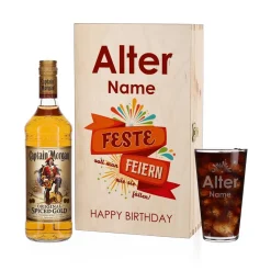 Feste Feiern wie sie fallen - Captain Morgan - Geschenkset mit Name und Alter