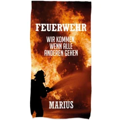 Feuerwehr Handtuch mit Name & Einsatz Motiv personalisiert | Geschenk für Männer, Frauen & Kollegen
