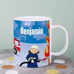 Feuerwehr - Tasse aus bruchfesten Kunststoff für Kinder