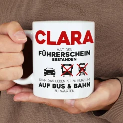 Führerschein bestanden - Tasse mit Name persönlich bedruckt