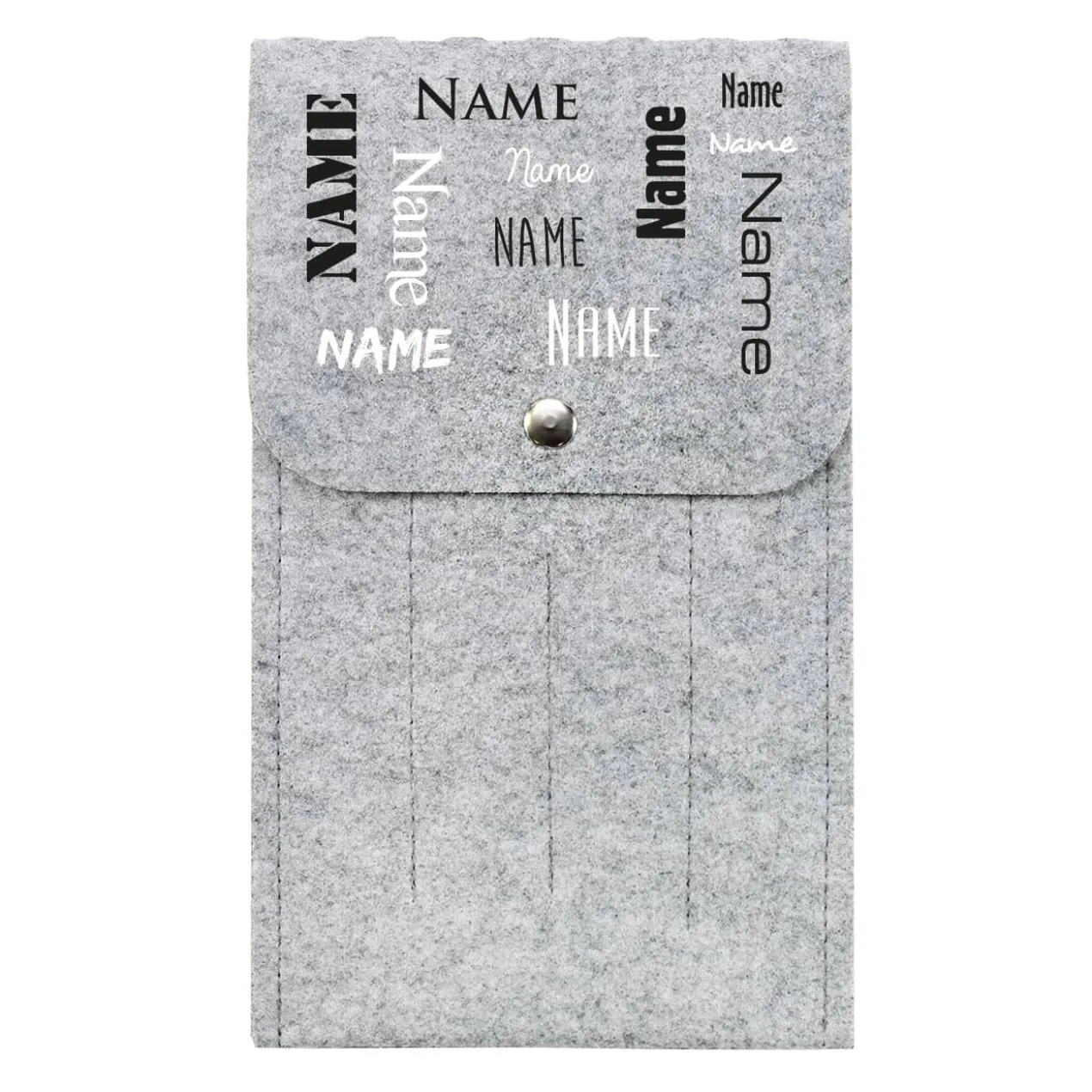 Filz Bestecktasche mit Name in verschiedenen Schriftarten
