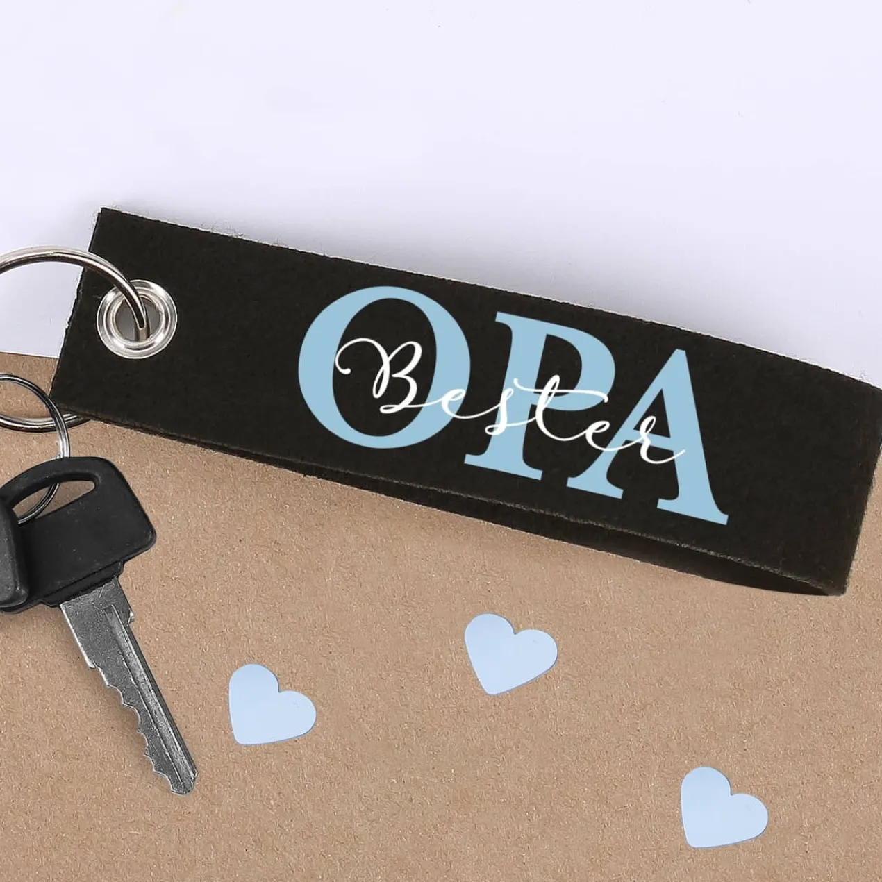Filz Schlüsselanhänger OMA / OPA mit Ihrem Wunschtext