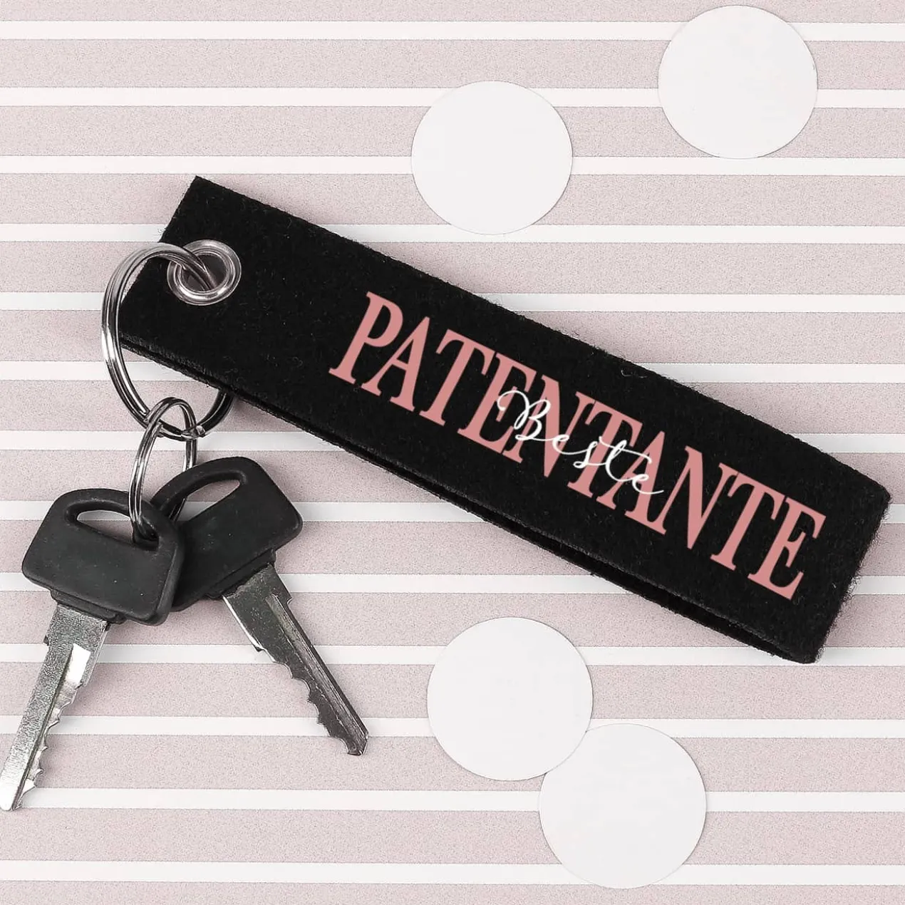 Filz Schlüsselanhänger Patentante / Patenonkel mit Ihrem Wunschtext