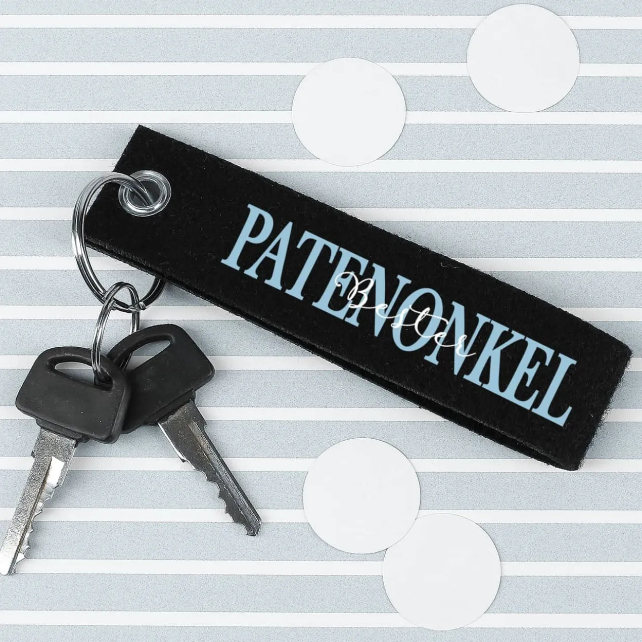 Filz Schlüsselanhänger Patentante / Patenonkel mit Ihrem Wunschtext