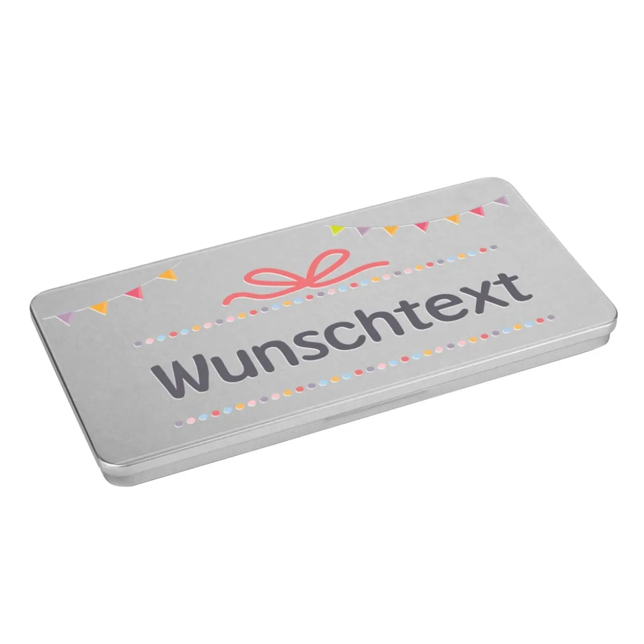 Flache Blechdose als Geschenkverpackung zum Geburtstag
