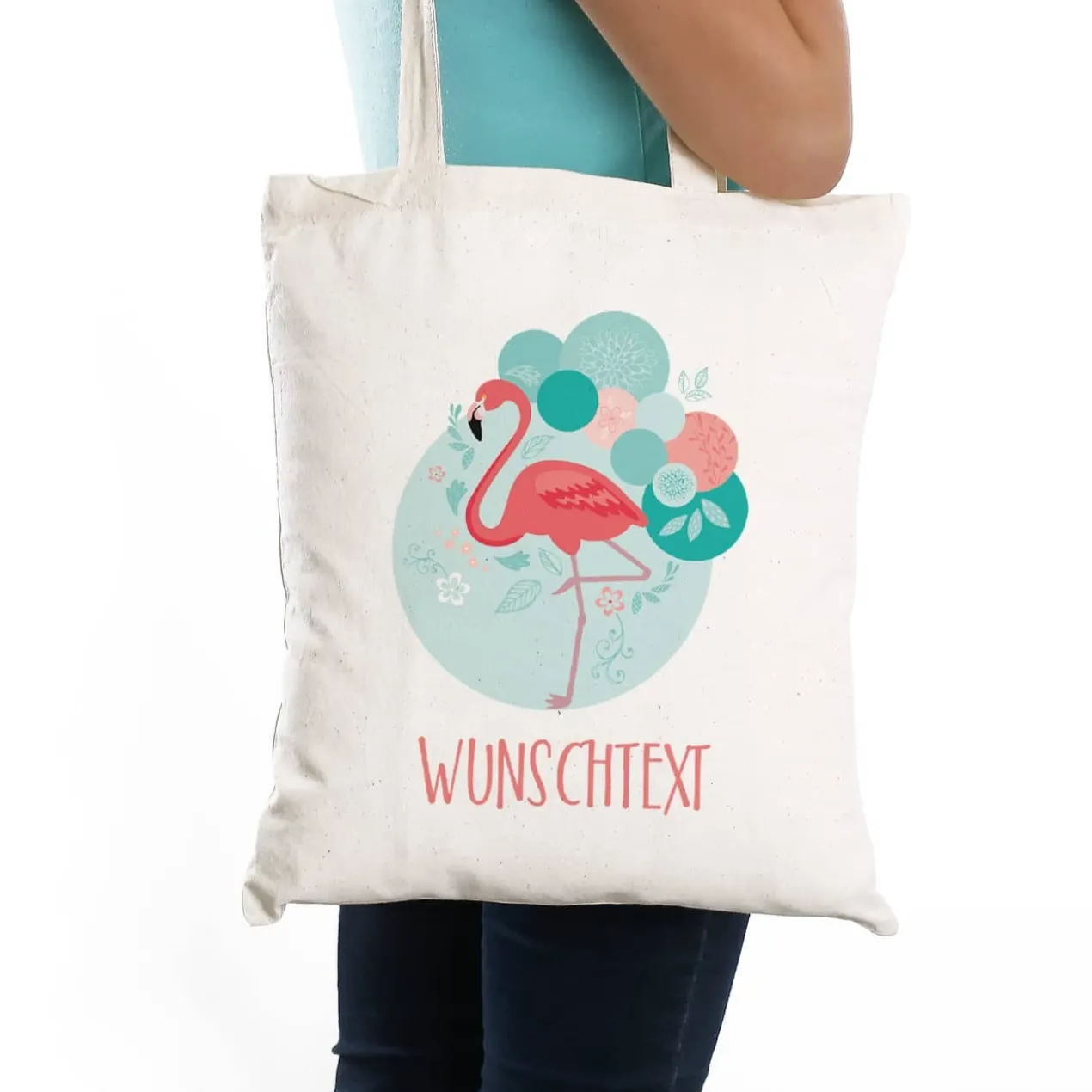 Flamingo Schulterbeutel mit Wunschtext