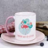 Flamingo Tasse mit Wunschtext und rosa Henkel