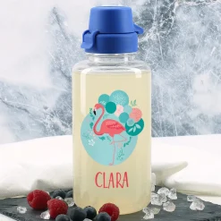 Flamingo Trinkflasche mit Name 0,7 L | Geschenk für Mädchen zur Einschulung & Schule