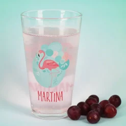 Flamingo Trinkglas mit Name