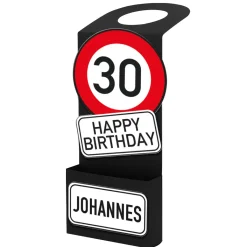 Flaschenanhänger Verkehrszeichen mit Fach zum Befüllen als Geldgeschenk zum Geburtstag