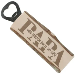 Flaschenöffner aus Holz für Papa mit Gravur personalisiert | Geschenk zum Vatertag & Geburtstag