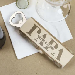 Flaschenöffner aus Holz für Papa mit Gravur personalisiert | Geschenk zum Vatertag & Geburtstag