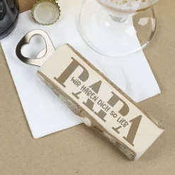 Flaschenöffner aus Holz für Papa mit Gravur personalisiert | Geschenk zum Vatertag & Geburtstag