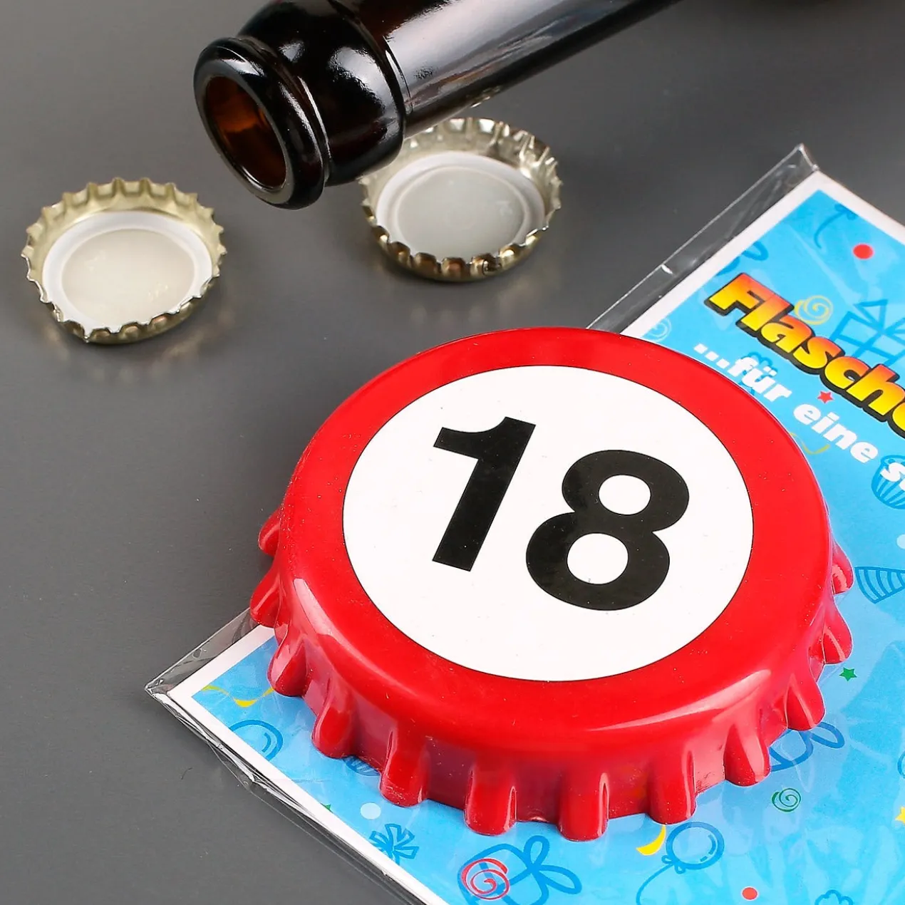 Flaschenöffner Kronkorken zum 18. Geburtstag