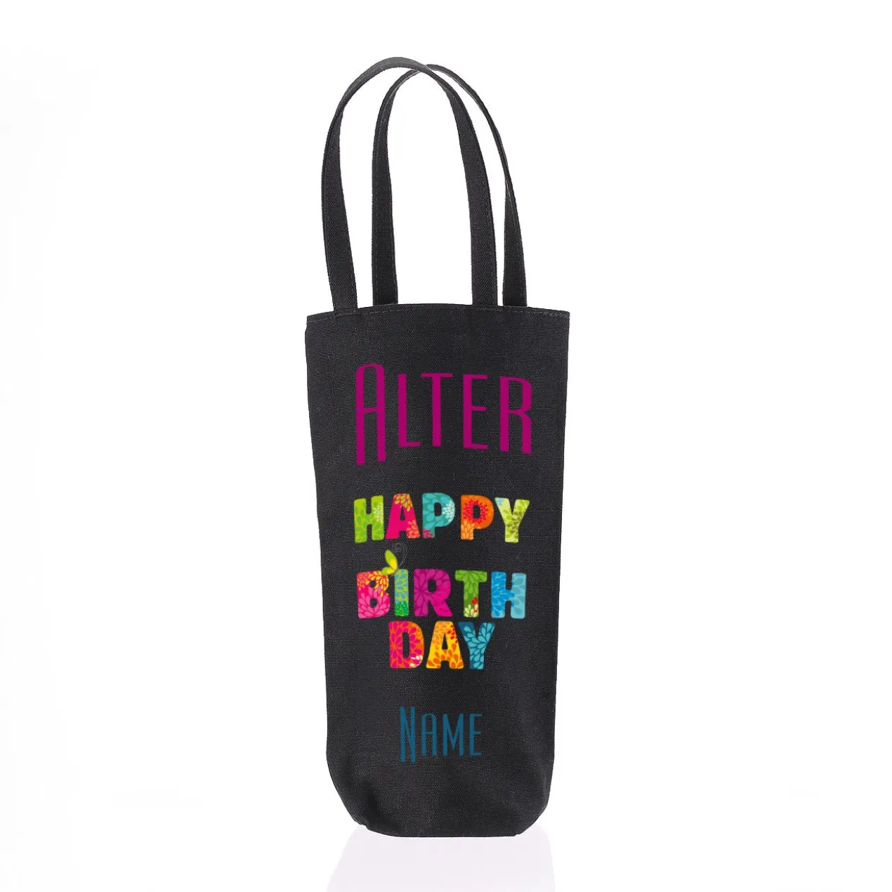Flaschentasche zum Geburtstag mit Name und Alter