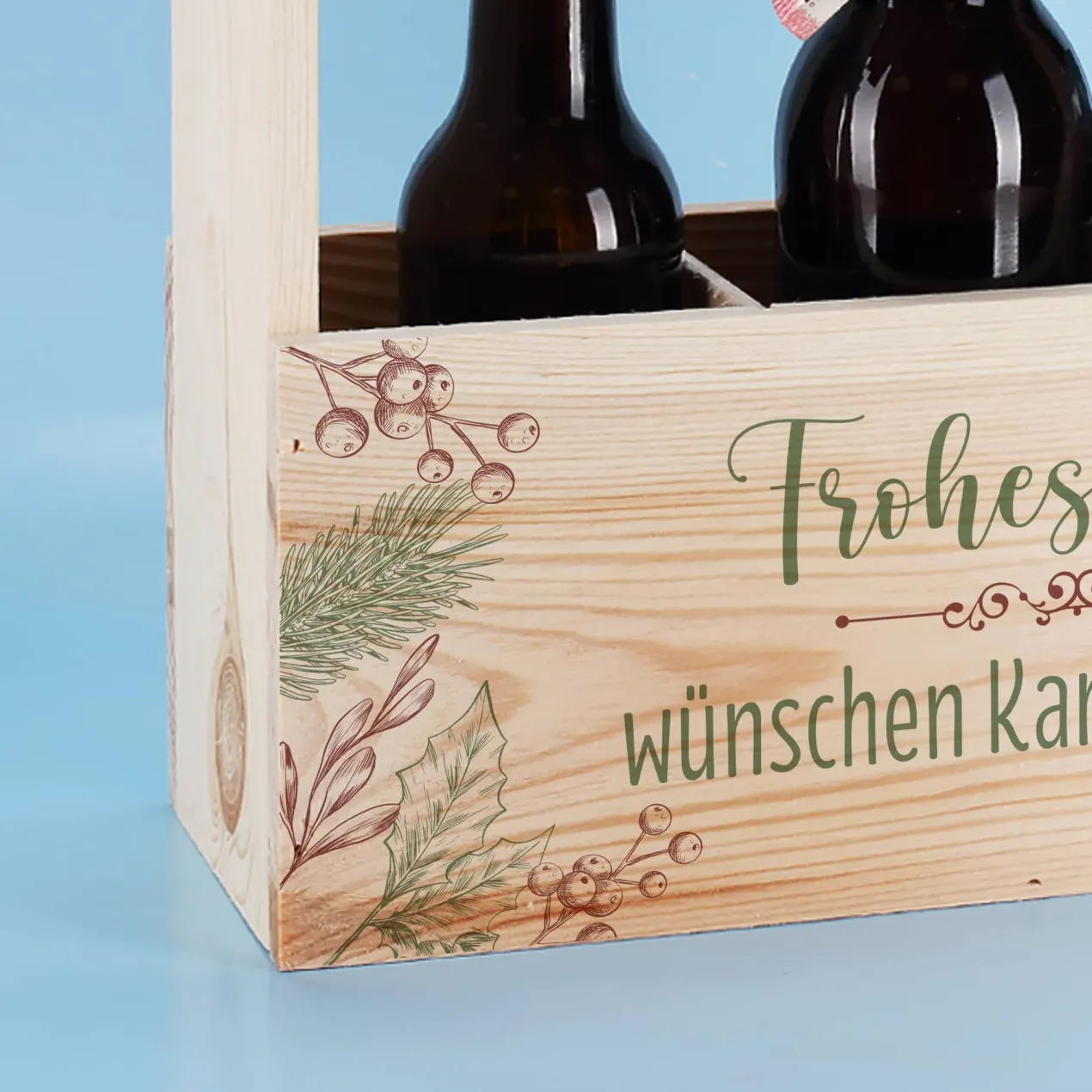 Flaschenträger - Frohes Fest - als Geschenkverpackung zu Weihnachten