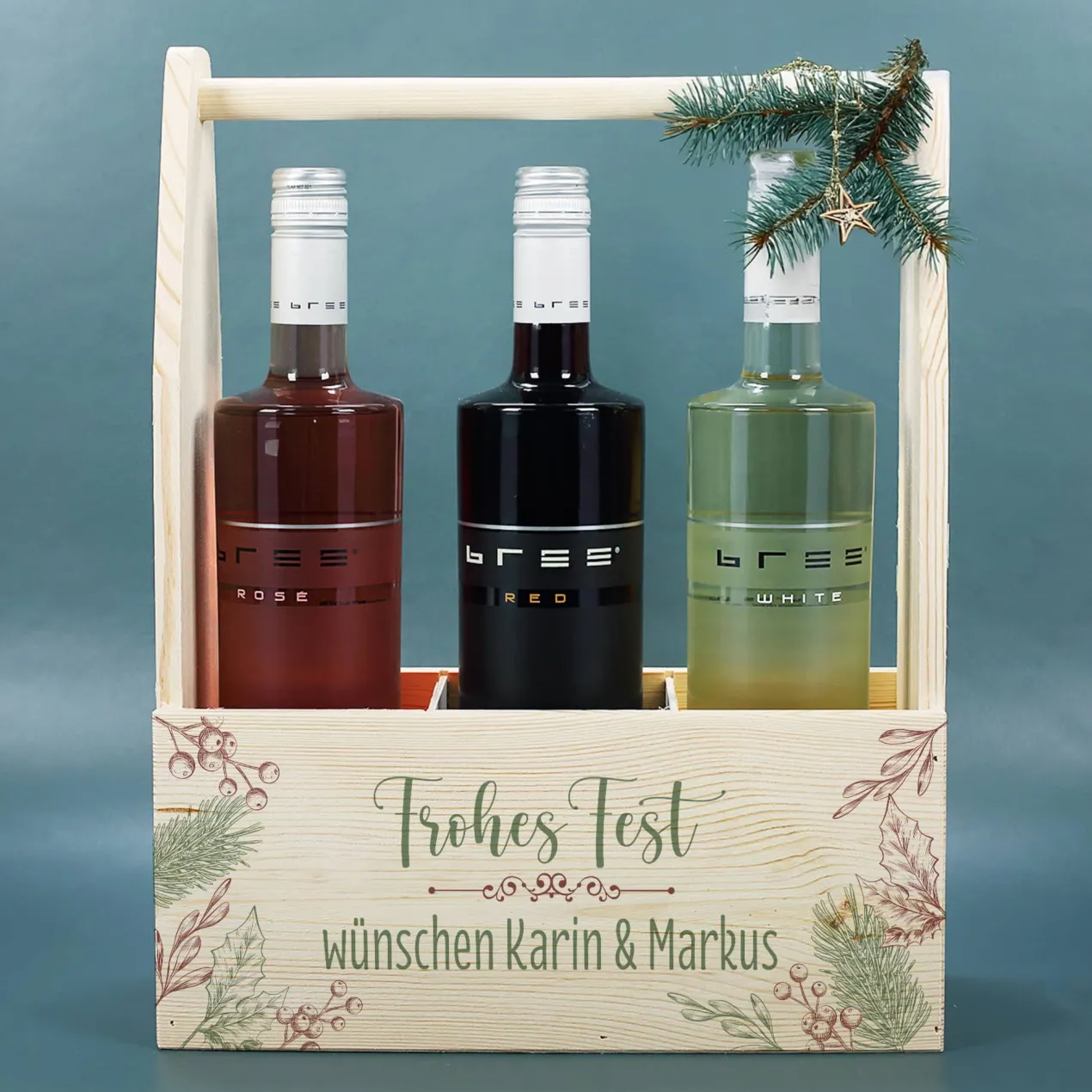Flaschenträger - Frohes Fest - als Geschenkverpackung zu Weihnachten