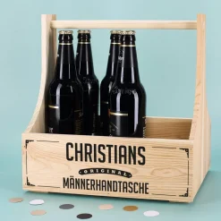 Flaschenträger - Männerhandtasche mit Namensaufdruck