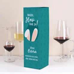 Flaschenverpackung mit Ostermotiv - Hurra, Hasi war da!
