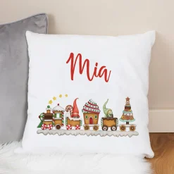 Flauschiges Kissen - Wichtel Weihnachtszug - mit Name zu Weihnachten