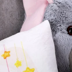 Flauschkissen zur Geburt für Mädchen mit süßem Teddy